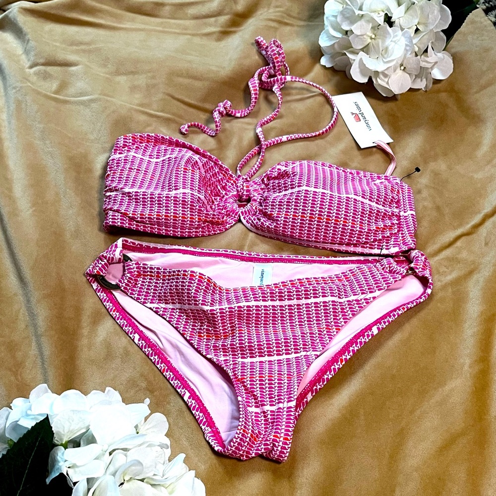 Vineyardvines woman’s whale line ring bandeau in print rhododendron small 🐳